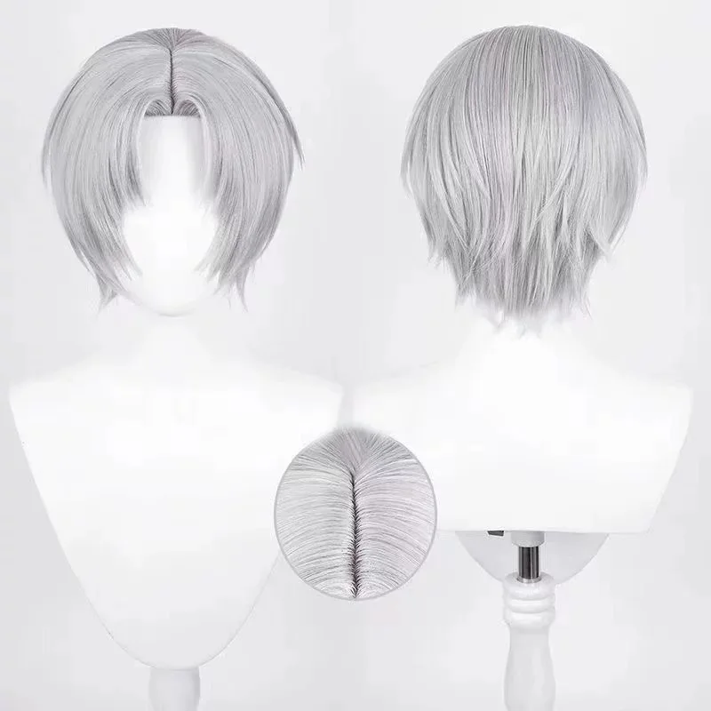 HAIRJOY Synthetic Hair Wig Charlie Cosplay Wig  Middle Part Short Grey Wig Rose Net