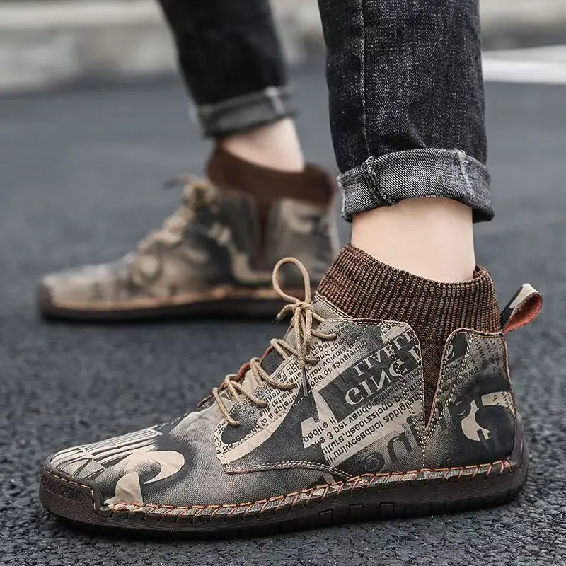 2026 Winter Men's Boots Large Size 38-48 Fashionable Multi-Color High-Top Padded Warm And Comfortable Casual Cotton Shoes