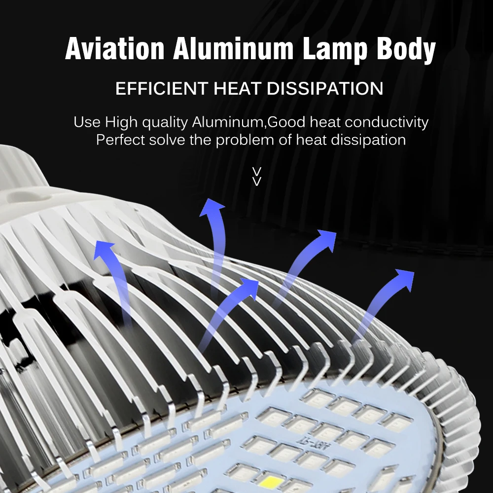 Bombilla LED de espectro completo para cultivo, luz solar para plantas con interruptor de sincronización, cable/trípode para tienda de campaña,