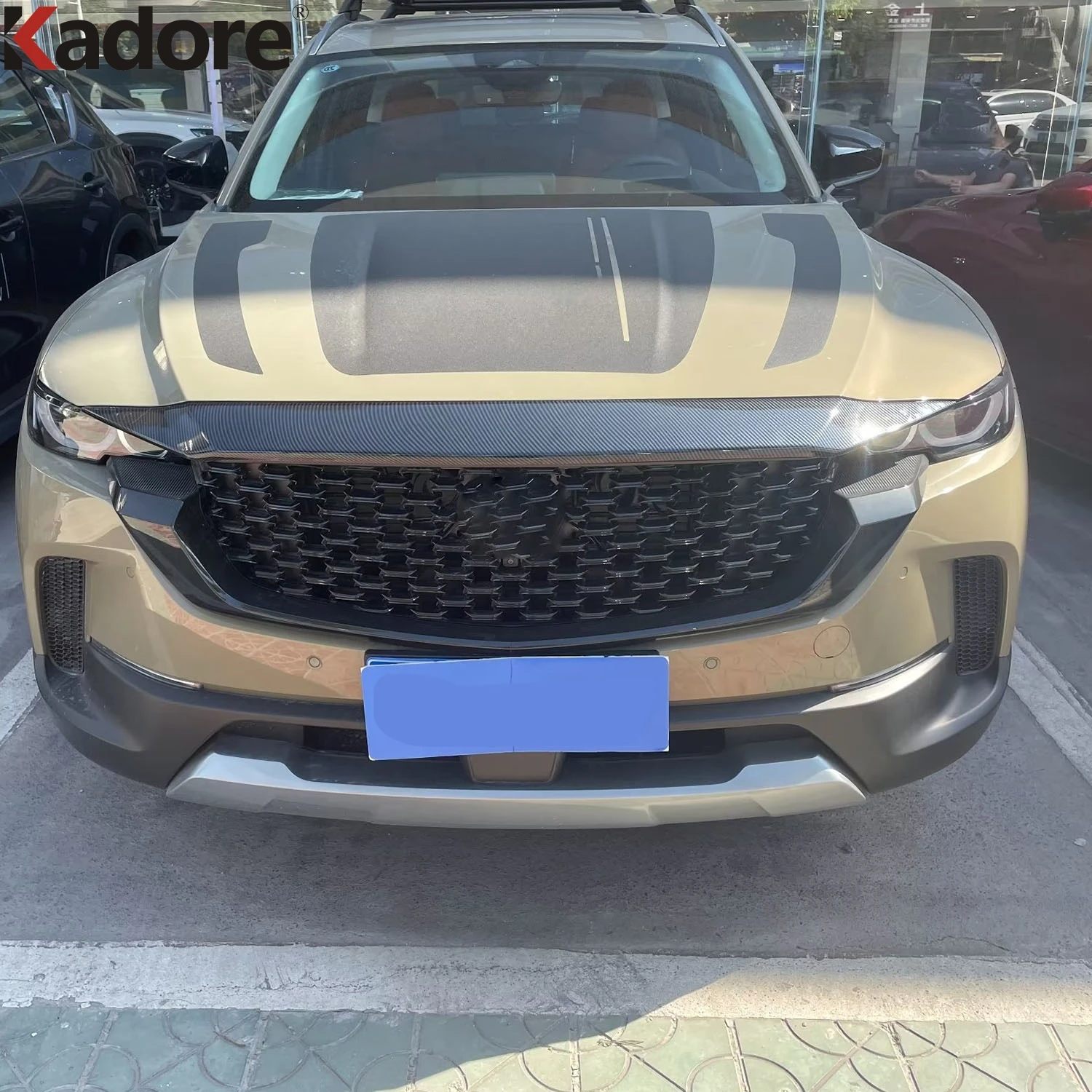 Dla Mazda CX50 CX-50 SUV 2023 2024 z włókna węglowego przednia maska samochodowy pokrywa silnika wykończenie górnej kratki Grill listwa do