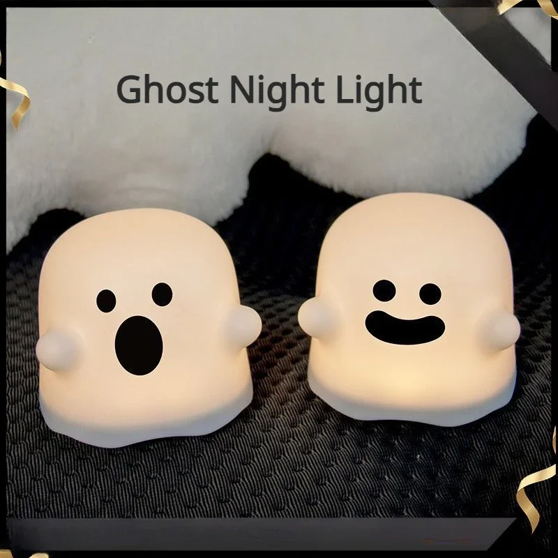 Creative Ghost Night Light ABS Emotional Light USB Bedroom Study Bar Decorative Light Cute Halloween Gift Atmosphere Table Lamp