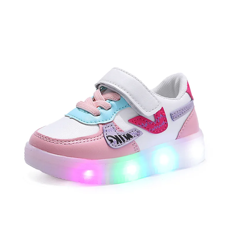 Boy Sneaker Flat Outsole Board Shoes LED Inductive Luminous Toddler Shoe for Baby Girls Sport Footwear Casual Running Kids Shoes - Image 5