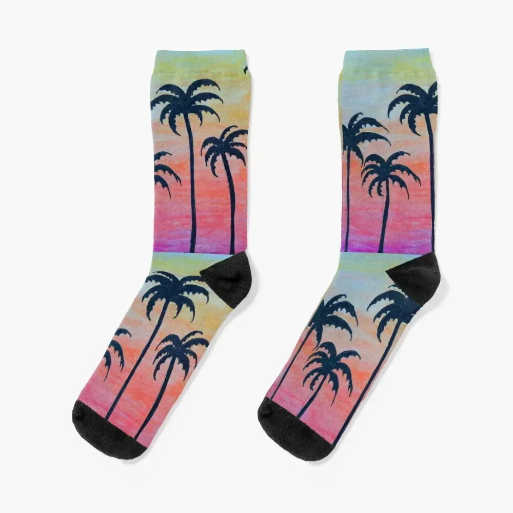 Palm Trees Socks designer brand Running new year custom sports Socks Girl Men's