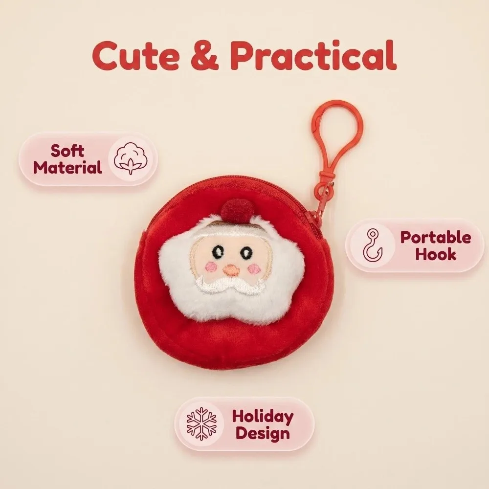 6 Stück niedliche Weihnachts-Geldbörsen mit Glockenmotiv, Cartoon-Elch-Mini-Geldbörse, praktischer Weihnachtsmann-Schlüsselanhänger, Reißverschlussbeutel, Weihnachtsgeschenk – Detail 4