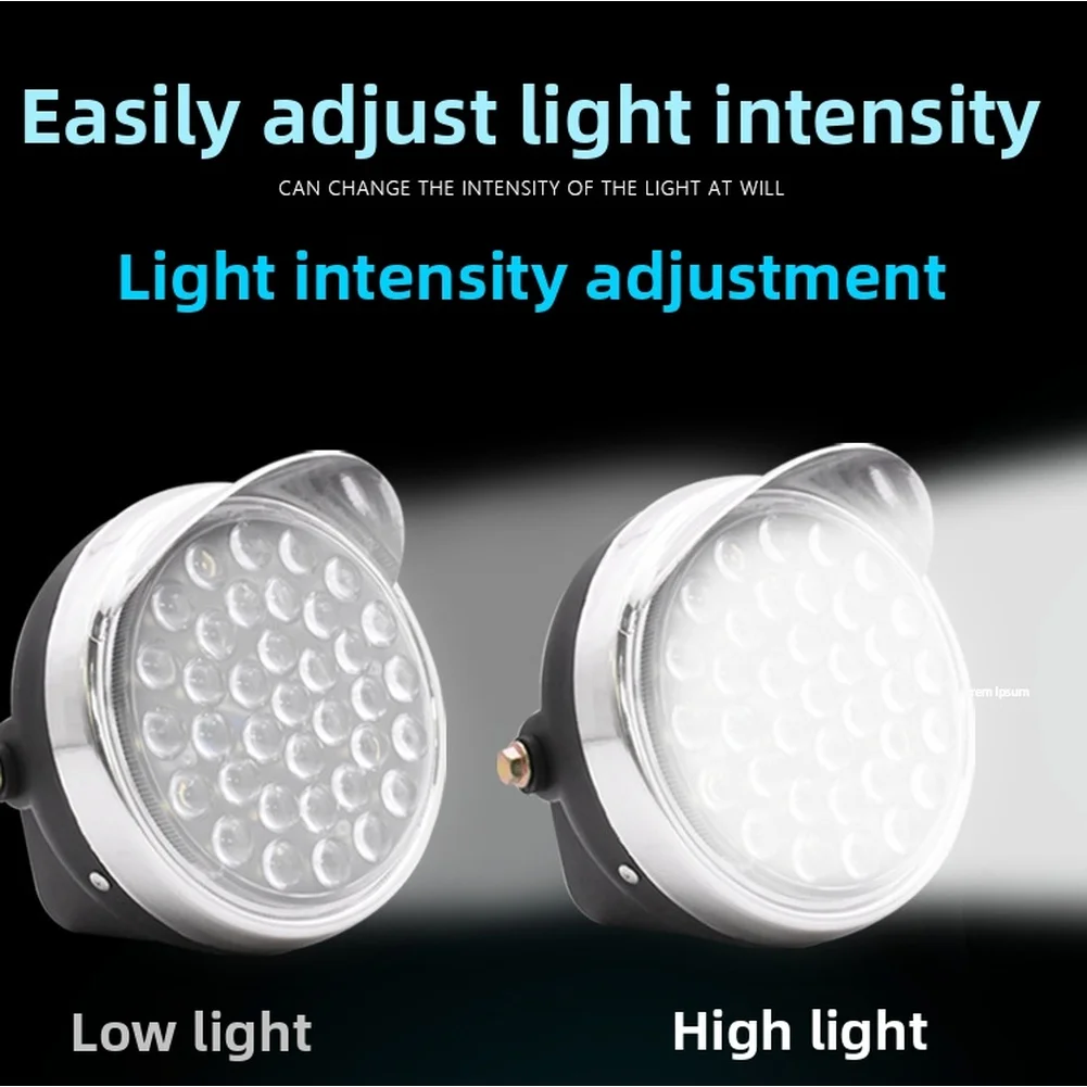 LED Motorcycle Tricycle Headlight with Adjustable High Low Beam for 12V to 80V Systems and Powerful Spot Light
