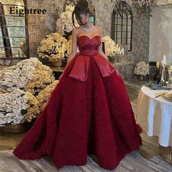 Eightree Dark Red Evening Dresses Sweetheart Tiered Frill-Layered Tulle Quinceanera Dresses Ball Gown Saudi Arbic Sweet Dress