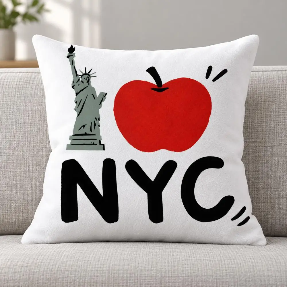 City Icon I-I Love New York Cushion Cover Soft Plush Decorative Sofa Bedroom Living Room Car Dorm Home Decor Gift