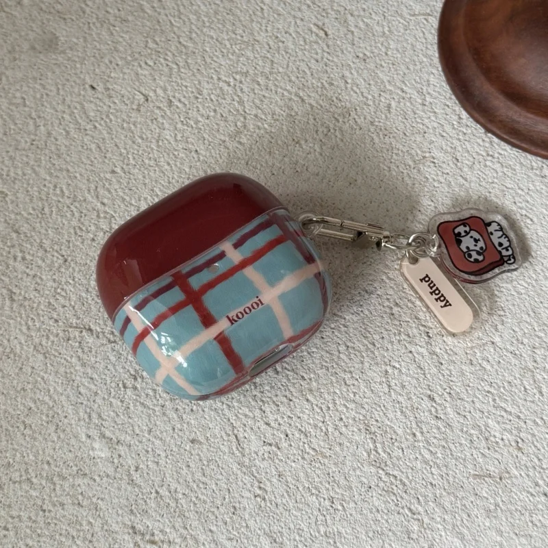 Koreańskie etui na słuchawki w uroczy wzór w kratę do Samsung Galaxy Buds 3 Pro Live Core FE, silikonowe pokrowce na słuchawki do Buds 2 Pro