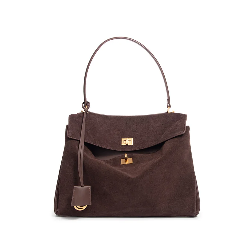 

Retro Suede Women Shoulder Bag Fashion Retro Large Crossbody Rodeo Bags Kellys Handbag Nubuck Leather Totes Luxury Lady Handbags