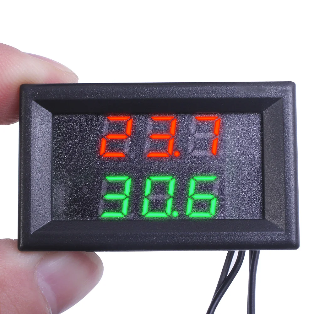 DC 4-28V LED Double Display Digital Thermometer On Board Thermometer NTC Metal Waterproof Probe Temperature Sensor High Accuracy