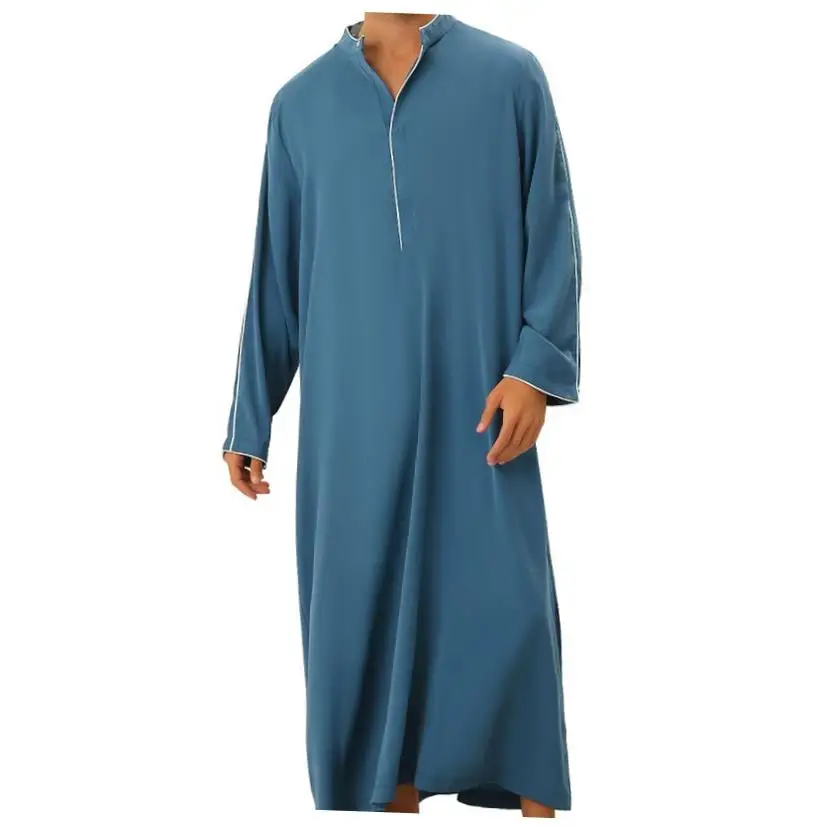 

Повседневный мужской длинный халат irt, простой дизайн, арабский Sle, полиэстер, нейлон, Cosite Fiber, тонкий свеч, длинный воротник-стойка, цвет