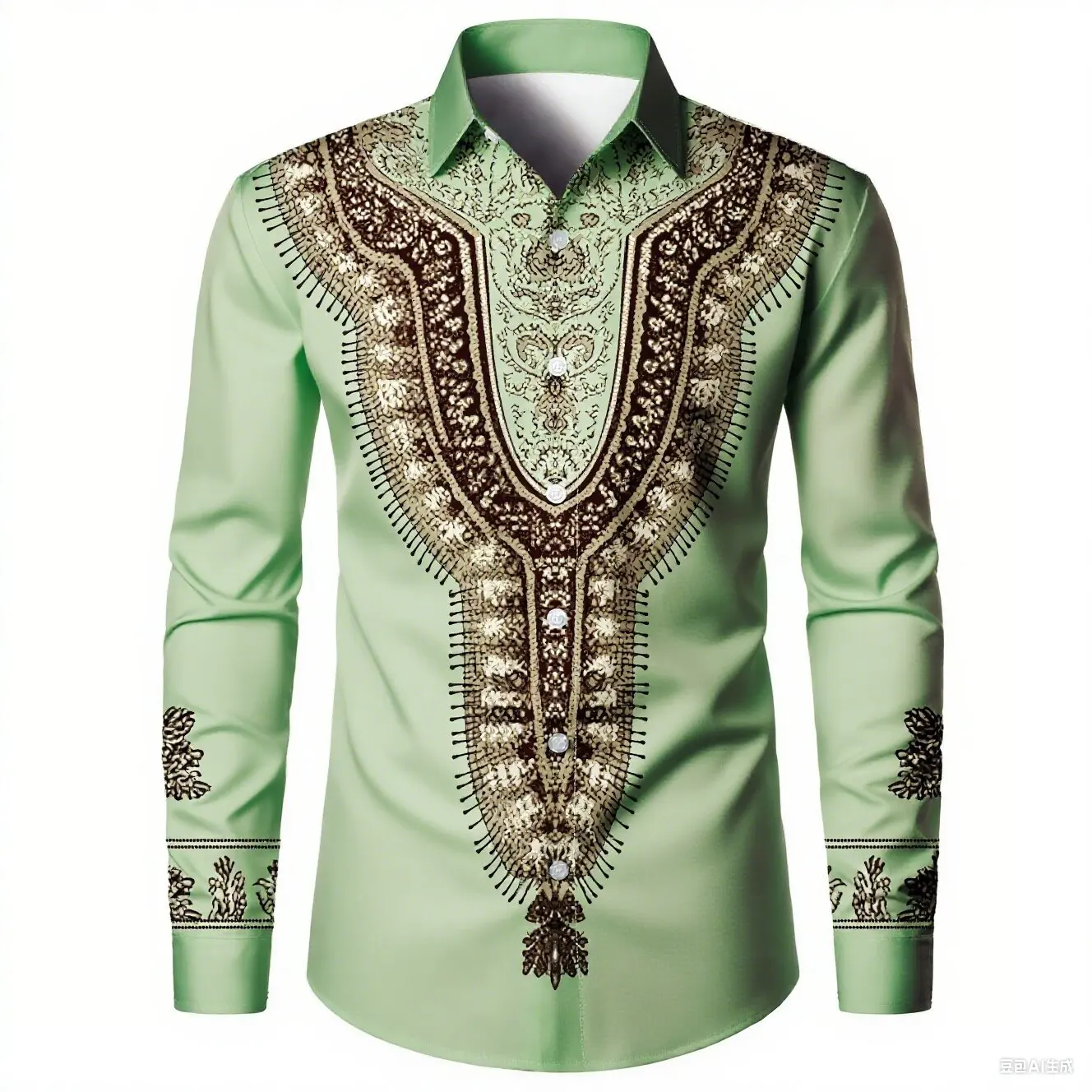 Camisa masculina retro étnica padrão 3d impresso high-end lapela manga longa casual negócios moda festa camisa ao ar livre rua topo