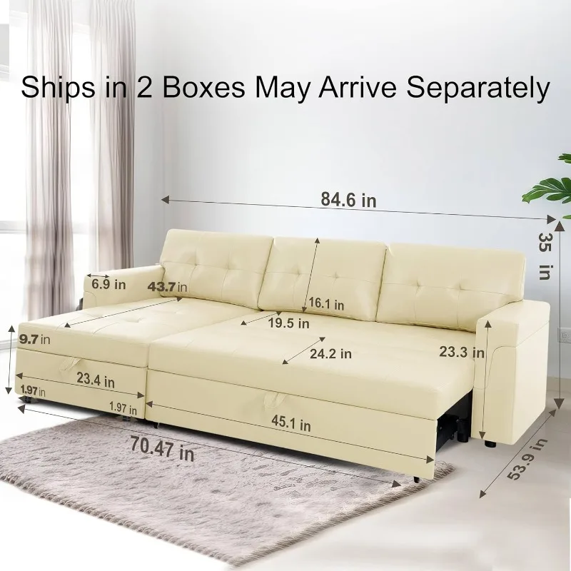 Transform Any Space: Sleeper Sectional Sofa with Convertible Sofa Bed & Inviting Chaise. Find Tranquil Comfort with Stress-Rel