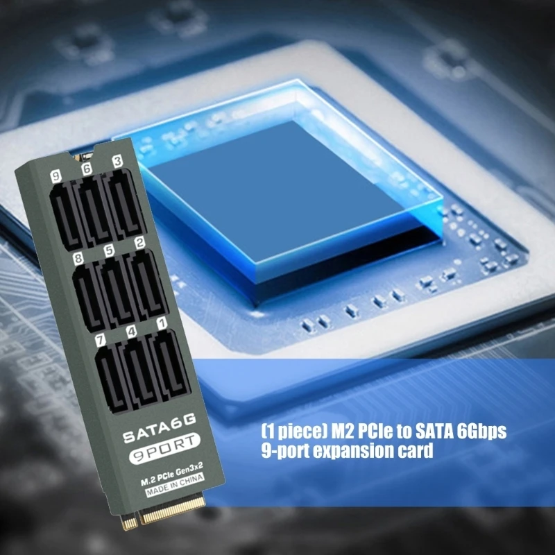 

Металлическая 9-портовая плата расширения SATA3.0 с набором микросхем ASM1166 для слотов M.2 PCIe в центрах обработки данных и