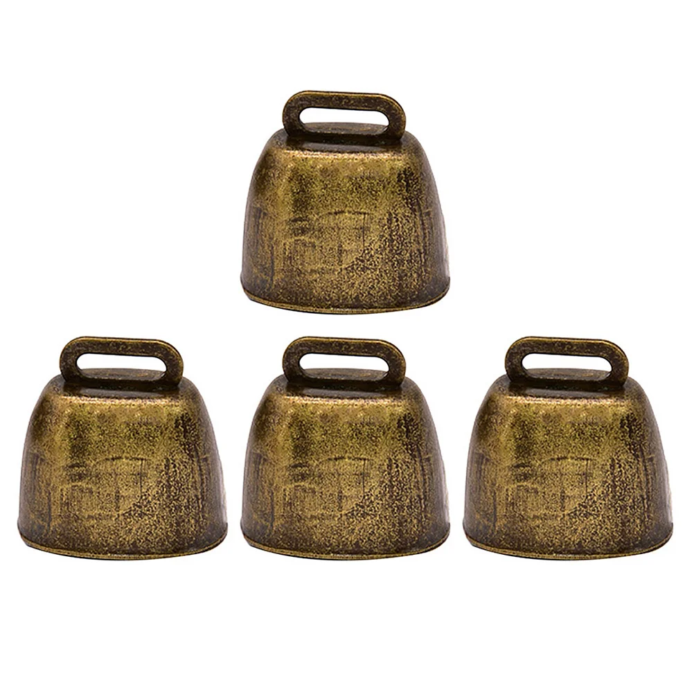 4 Pcs Brass Cow Bell Metal Iron Instrument Goat Farm Loud Bells Farming Accessories Anti-theft