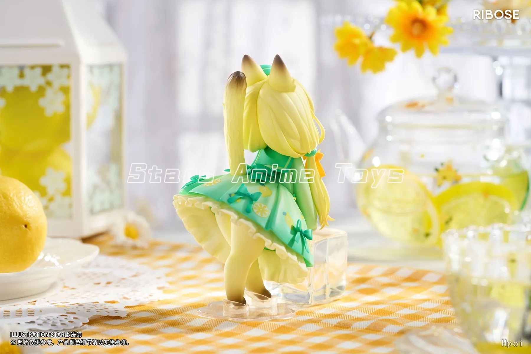 

Original RIBOSE DLC Series Tea Party Cat Lemon Cat Animation Figure Model Ornament Toys