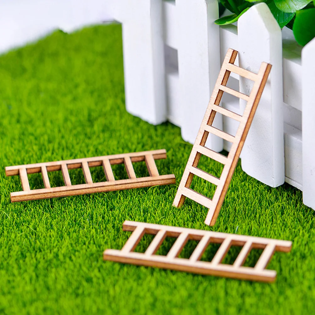 

20Pcs Miniature Wooden Ladders Artificial Bonsai Ladders Decorations Lightweight Portable Home Office Garden Accent
