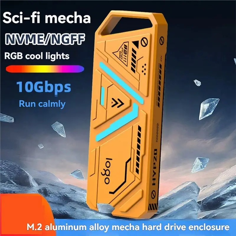 Obudowa na dysk SSD ABZZ-M2, przenośna, USB3.1 Type-C, RGB, M.2 NGFF/NVME, obudowa dysku twardego 10 Gbps do komputera — zdjęcie produktu 6