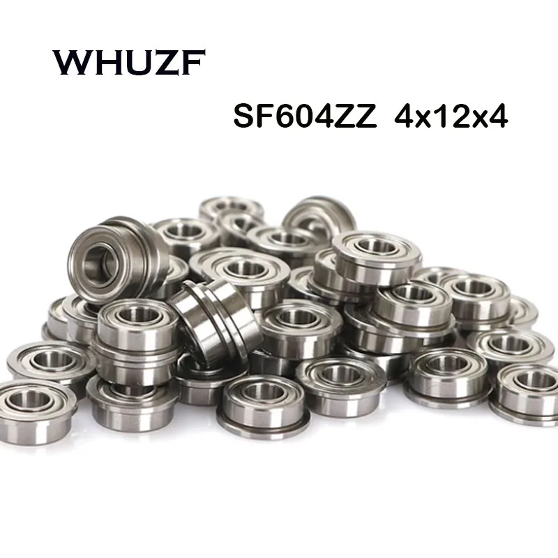 10PCS SF604ZZ 4x12x4mm ABEC-7 Miniature Flange Thin Bearings Stainless Steel Bearing 3D Printer Parts SF604Z Flanged bearings