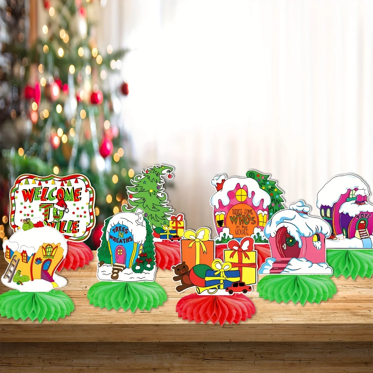 Whoville Christmas Decorations, 8 Pcs Welcome to Whoville Decorations Centerpiece, Whoville Christmas Decorations Indoor, Xmas