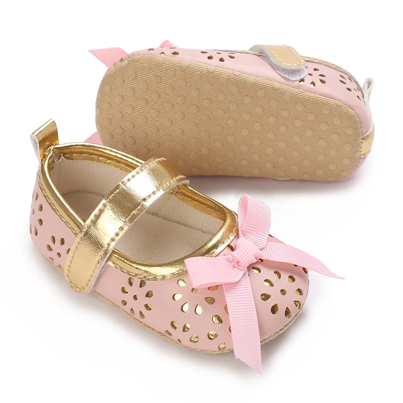 Fashionable and cute bow Mary Jane shoes, suitable for baby girls, comfortable, lightweight, non slip, soft flat shoes, suitable