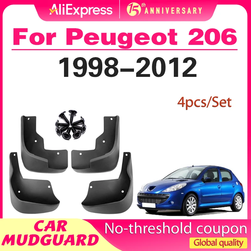 

Set Car Mud Flaps For Peugeot 206 1998 -2007 2008 2009 2010 2011 2012 Mudflaps Splash Guards Mudguard Car Accessories