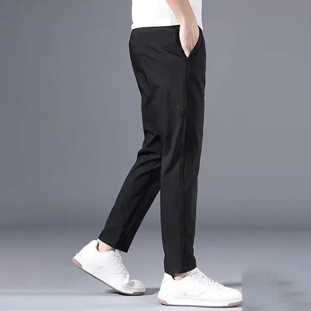 Mens Slim FIT Stretch Chino Trousers Casual Flat Front Flex Classic Full Pants Outdoor Sports Soft Daily Business Pants