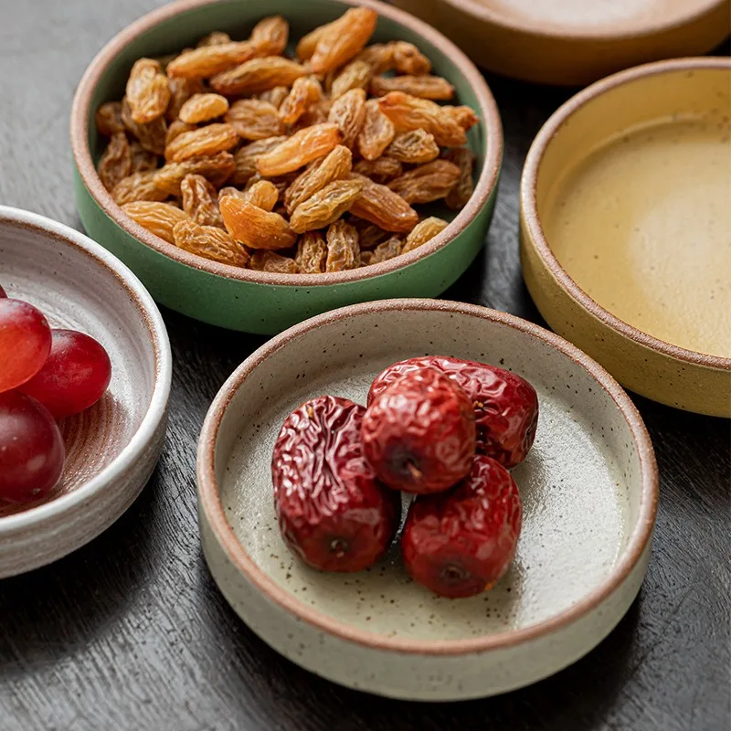 Retro Sauce Dish Ceramic Soy Round Seasoning Dipping Plate Bowl Small Flavor Plates Creative Snack Vinegar Kitchen Tableware