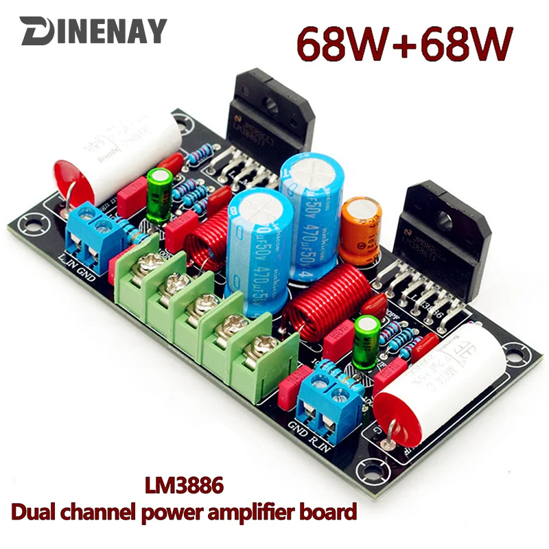 1Set LM3886 Amplifier Board DIY Kit Audio Power Amplifier Board Dual Channel Stereo Power Board PCBA Kit