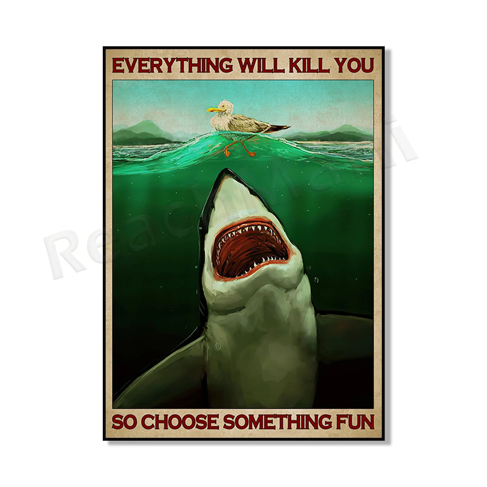 الغوص في المحيط أذهب أن أفق عقلي والعثور على ملصق روحي ، ملصق القرش ، ملصق الغوص ، هدية السباحة الحب