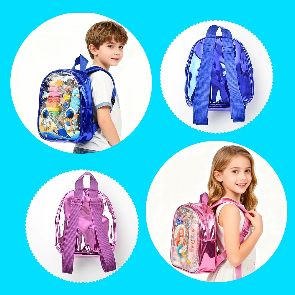 مجموعة فنية فاخرة مكونة من 104 قطع، بما في ذلك الألعاب، ومستلزمات الرسم وحقيبة مدرسية، مناسبة كهدية عيد الميلاد أو هدية للأطفال. #5