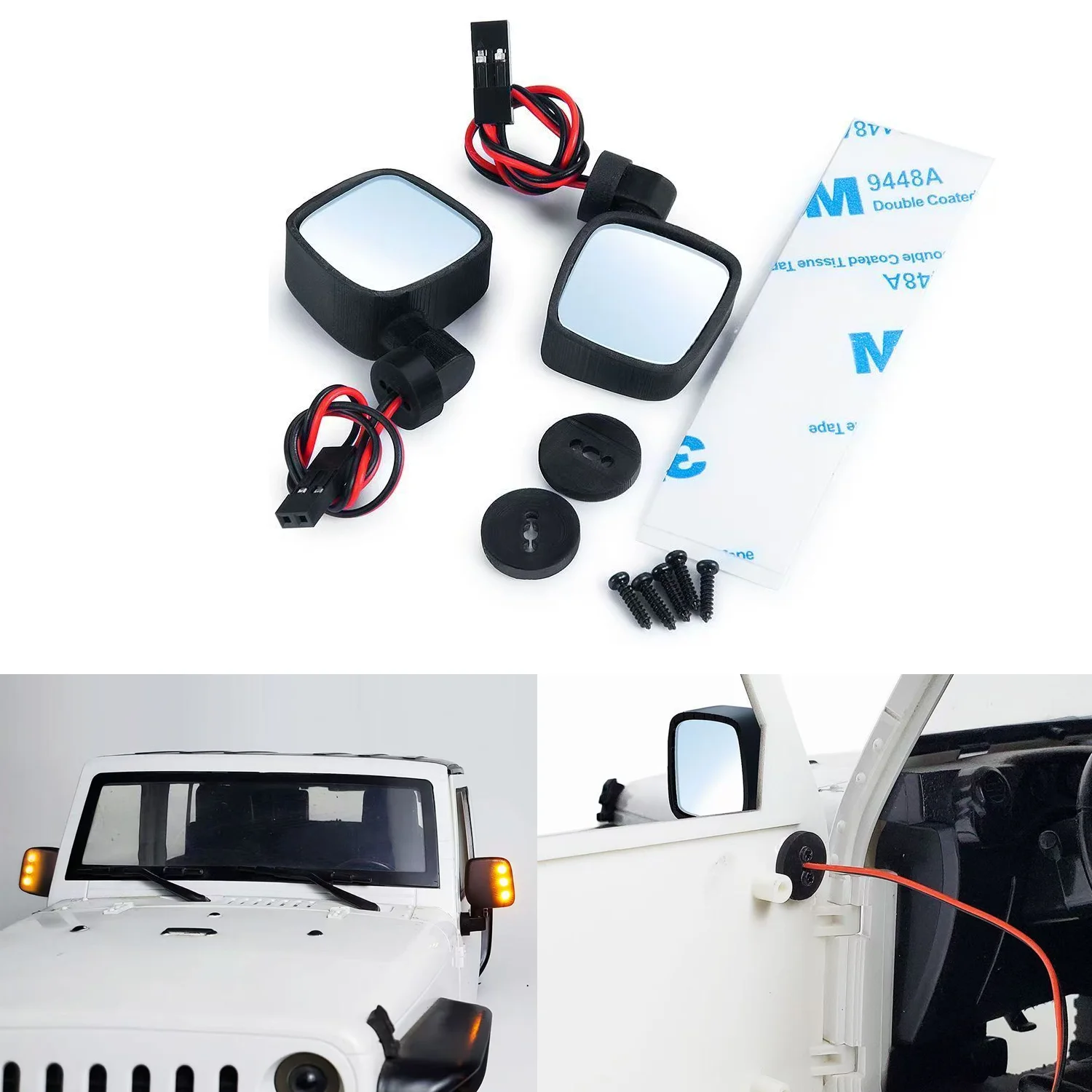 

LED Rearview Mirror Light for 1/10 RC Crawler Car AXIAL SCX10 90046 90047 JEEP Upgrade Parts