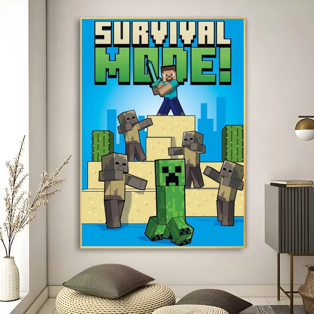 M-Minecraft ملصق طباعة ملصق ورقة ملصق مضاد للمياه غرفة المعيشة المنزلي بار طلاء جدران الديكور #6
