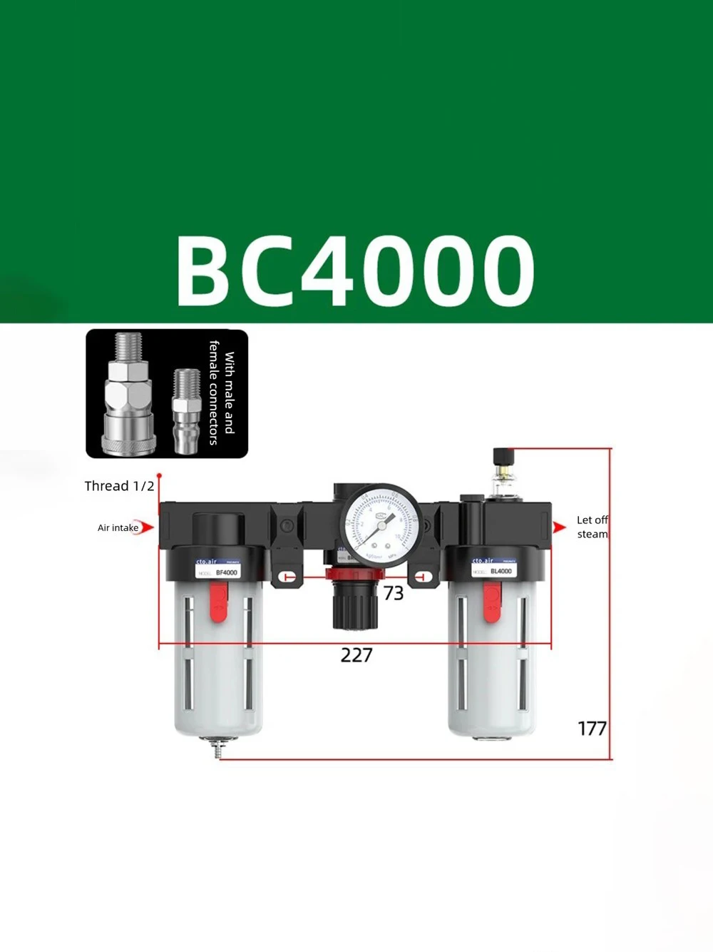 Double-stage Compressed Air Filter Regulator semi-automatic oil-water separator Pressure Regulator Combo Air Drying System