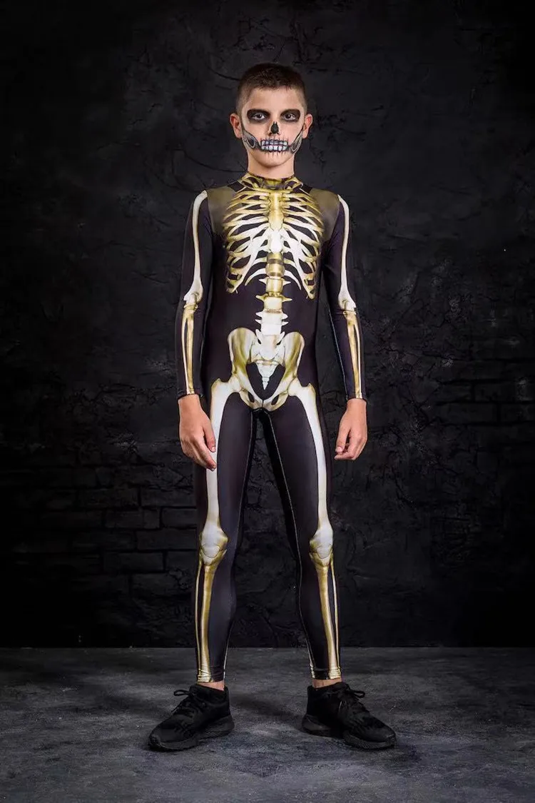 Mono ajustado con estampado Digital de calavera y esqueleto para mujer, traje de Cosplay para fiesta de Halloween, Zentai, novedad de 2022