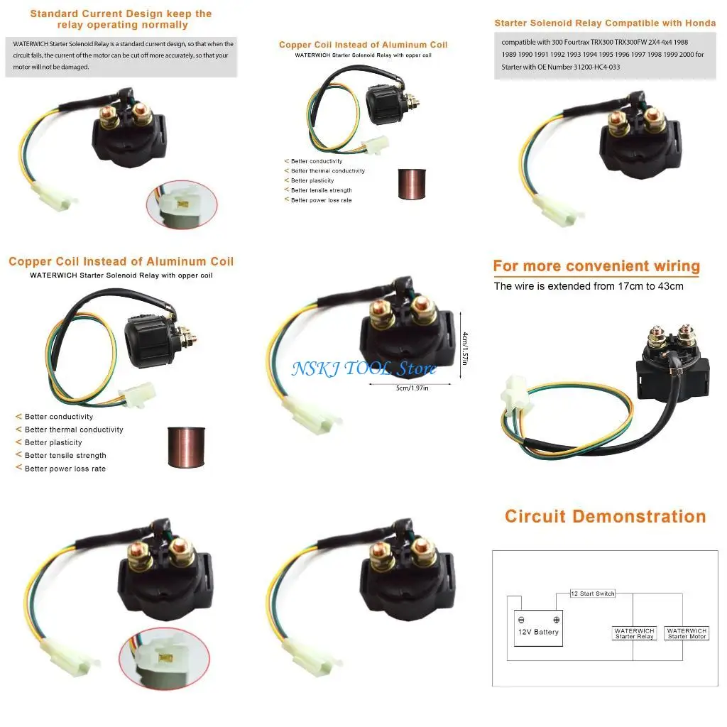 

L8RC Starter Solenoid Motorcycle Start 12V 507080125150 for Motorbike
