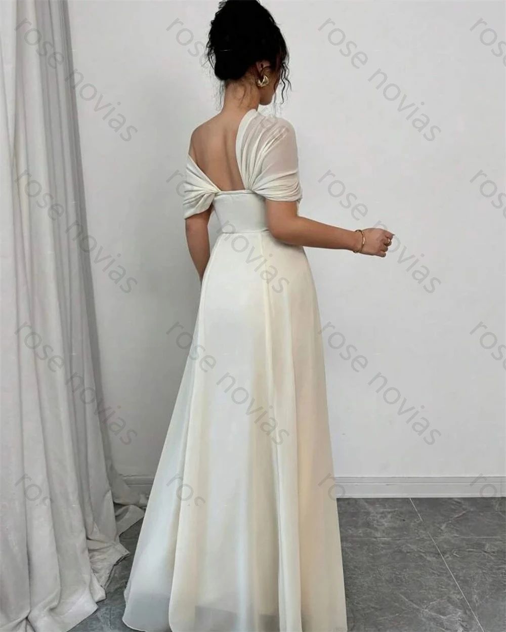 Robe De soirée en mousseline De soie blanche, personnalisée, de haute qualité, élégante, épaules dénudées, sans manches, robes De soirée formelles