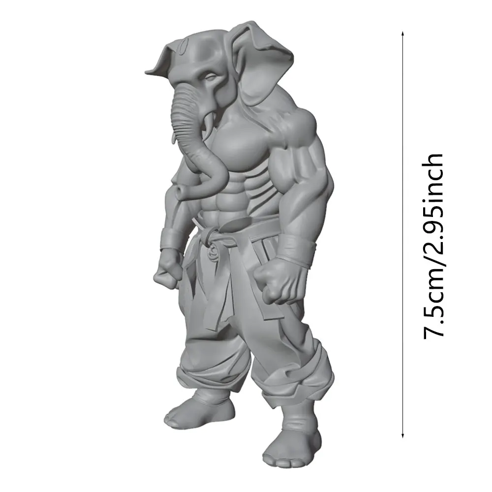 Muscular Man with Elephant Head, a Figure Full of Strength, 1/24 Miniature Resin Statue, 75mm Handmade Model Kit, 3D Printed, Unpainted Resin Model That Requires Hand Painting. These Resin Statues Are Ideal Gifts for Christmas or Halloween, Showcasing Hand-Painted Artistic Style