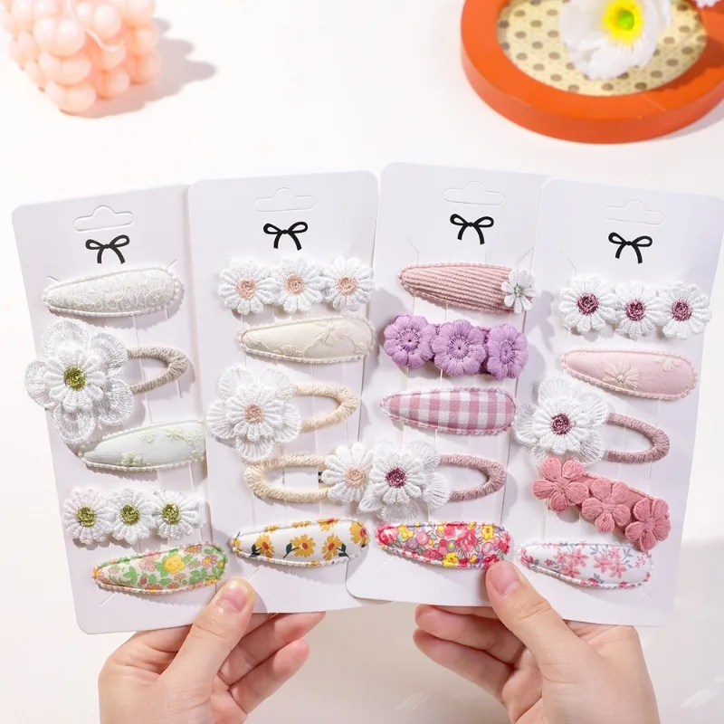Pastel Floral Daisy Hairpins 5 Pcs Set Kids Hair Barrettes Clips For Girls Baby Toddler Hair Accessories
