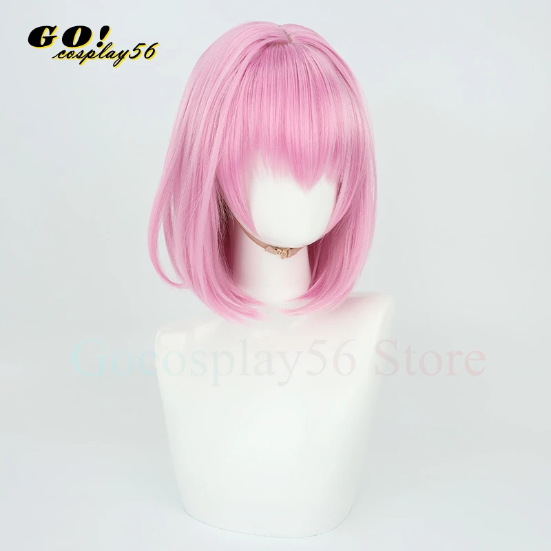 Ootori Emu Cosplay Pruik Roze 38Cm Korte Rechte Bobo Hittebestendige Haar Volwassen Halloween Meisjes Idol Ws Stadium Rol spelen Hoofddeksels