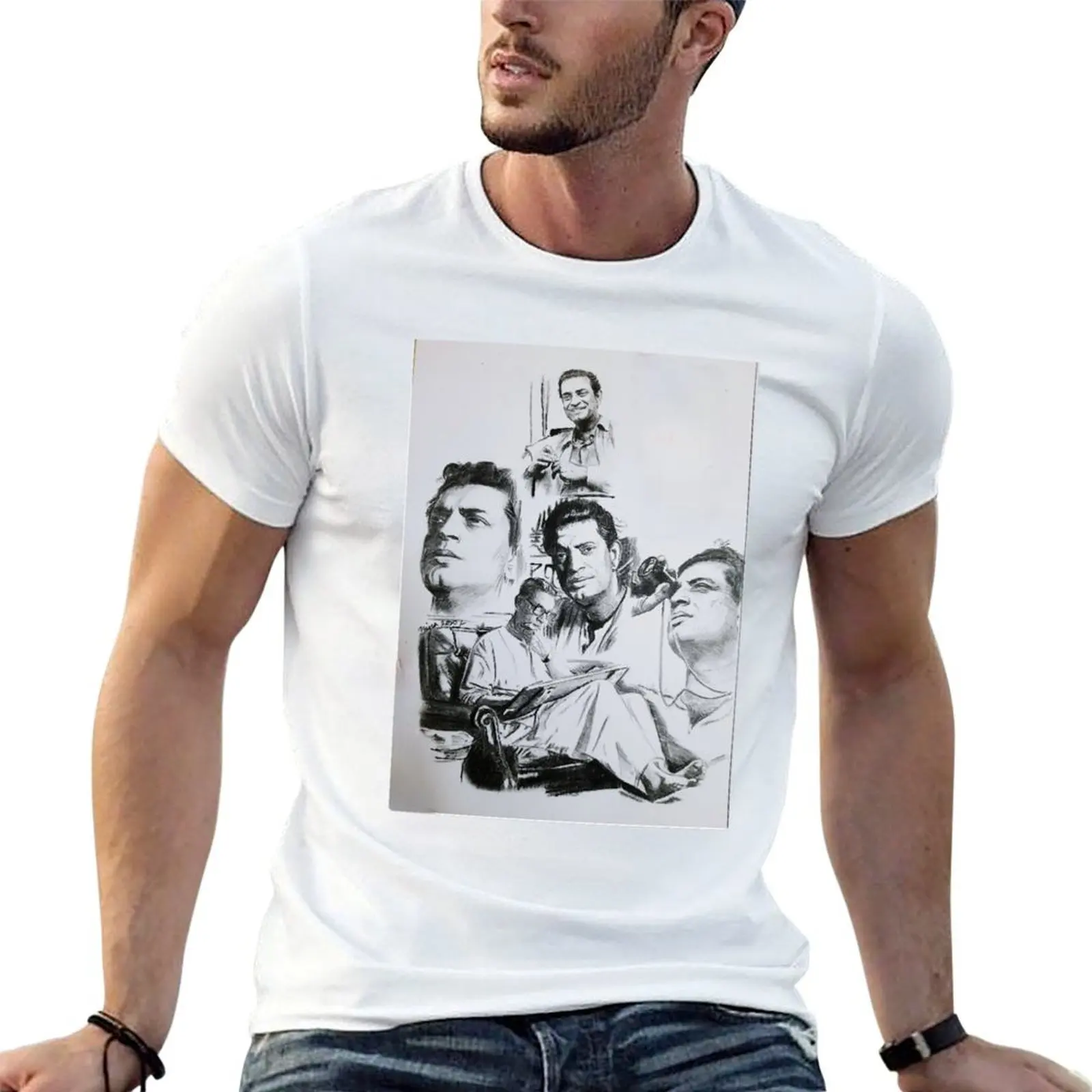 

Satyajit Ray Collage T-Shirt printed t shirts for man t shirt men 100% cotton luxury brand funny t shirts man T-shirt