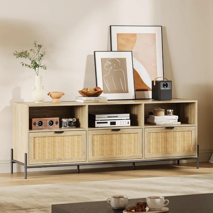 

TV Stand for 75 in TV Entertainment Center with Storage 65 in TV Console Table with 3 Drawers Wooden Media Console Cabinet with