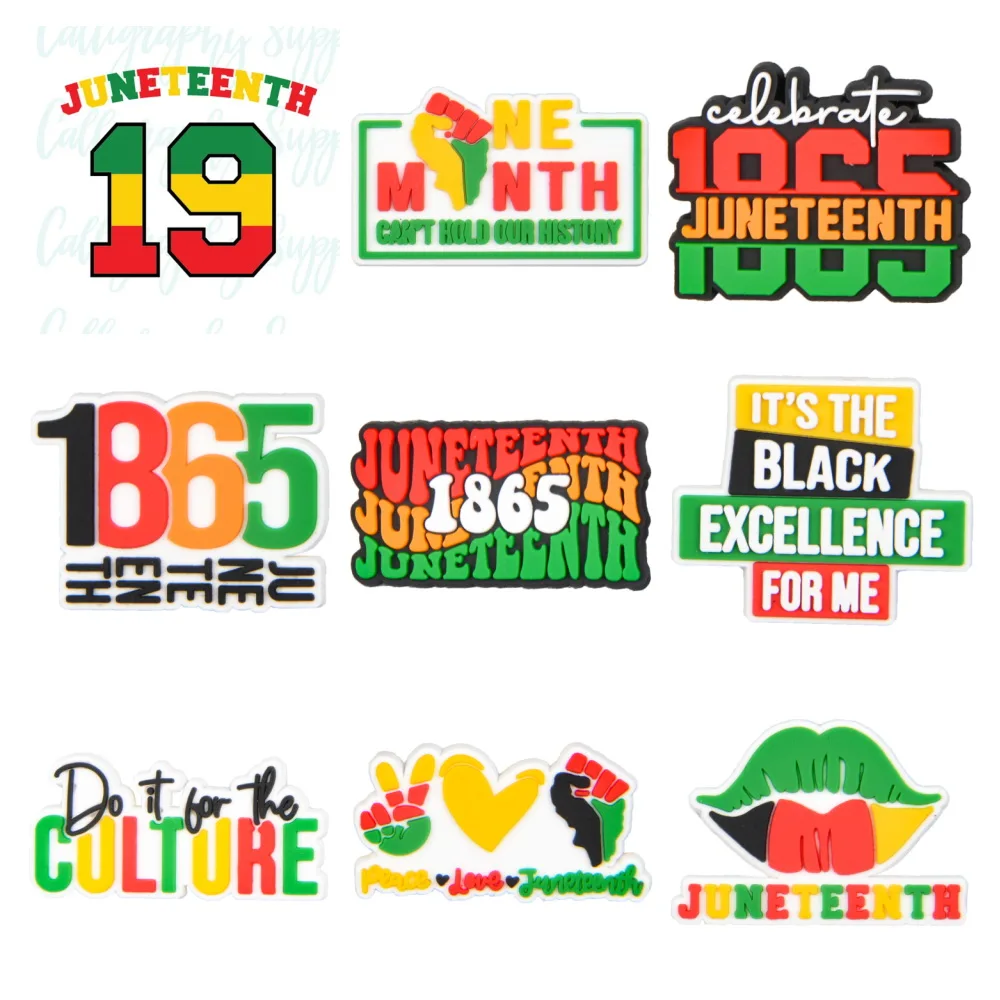 African American Clog Charms Black Culture Design Juneteenth 1865 Black History Month Shoes Charm Decor Accessories Party Gifts