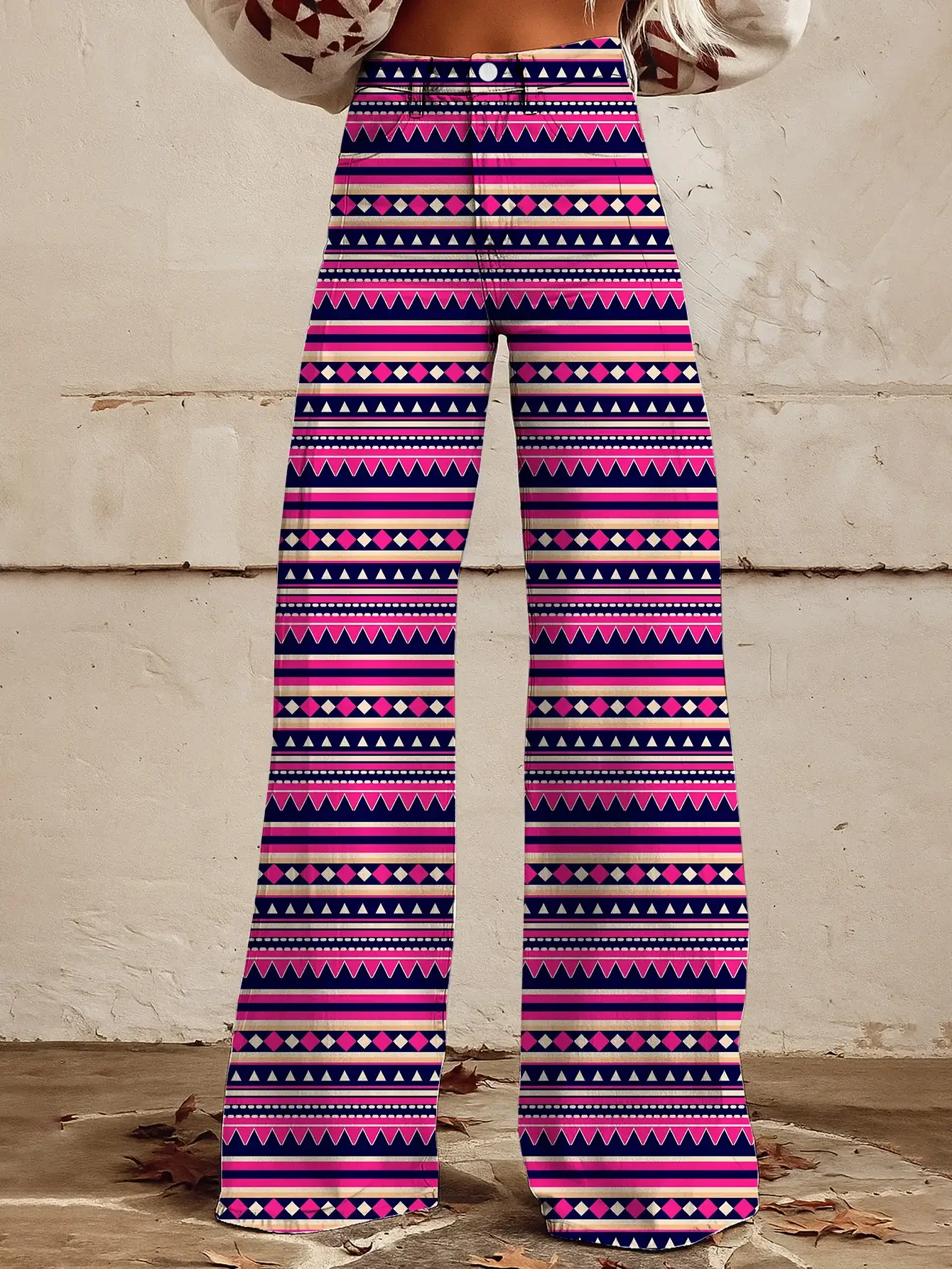 

Ladies' slim fit wide leg flared pants, Machine washable all season casual pants, comfortable and stylish