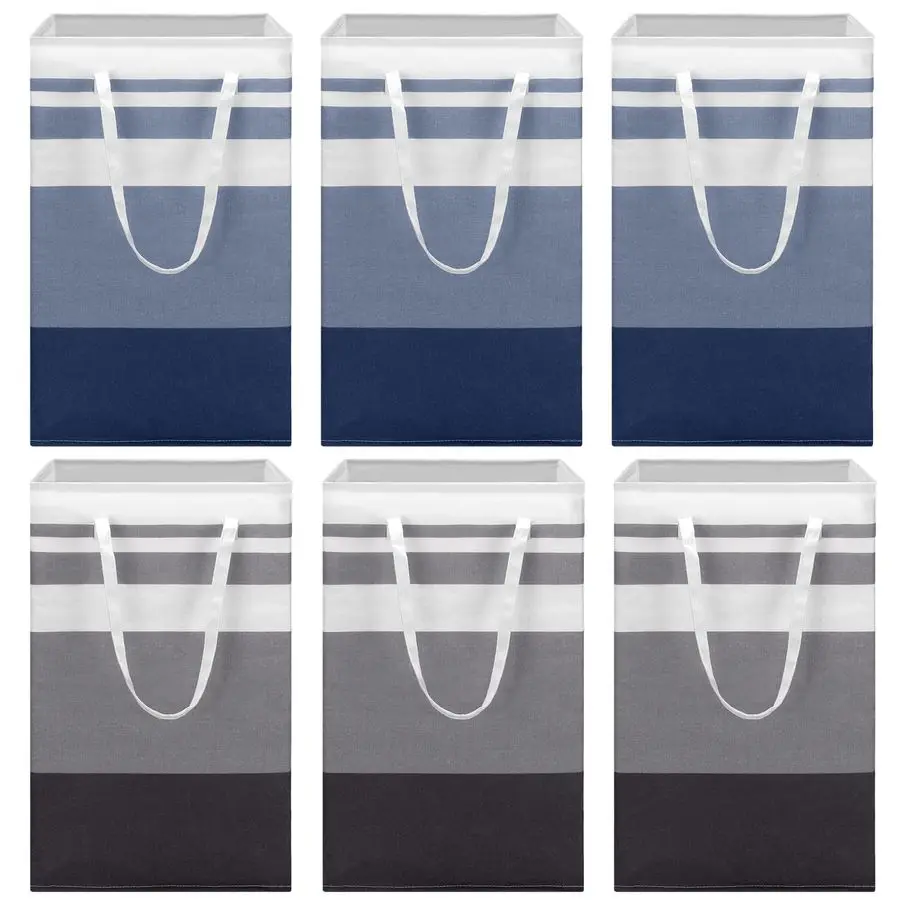 

6 Pieces 75L Laundry Hamper Basket Organizer Large Laundry Bag Bulk Waterproof Collapsible Clothe Storage with Handles for Dorm