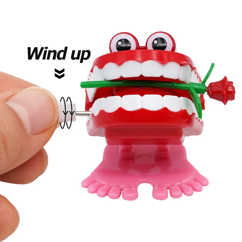 Tooth Gift Novelty Clockwork Toy Fun Christmas Halloween Wind Up Toys For Kids Plastic Jumping Teeth Dental Dentist Gifts