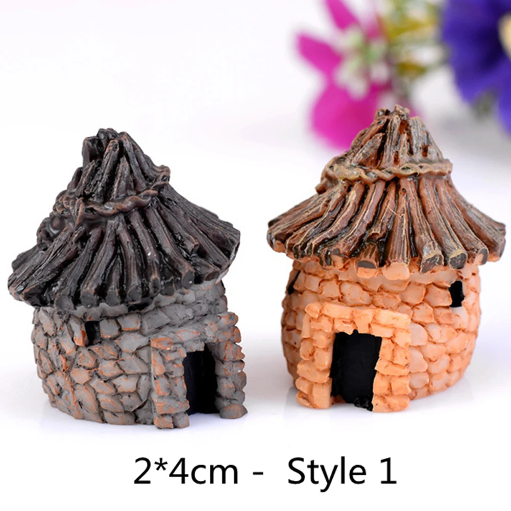 1 Stuk Hars Rieten Huis Miniatuur Tuin Beeldje Mini Ambachtelijke Ornamenten Aquarium Aquarium Aquarium Diy Decoratie Accessoires