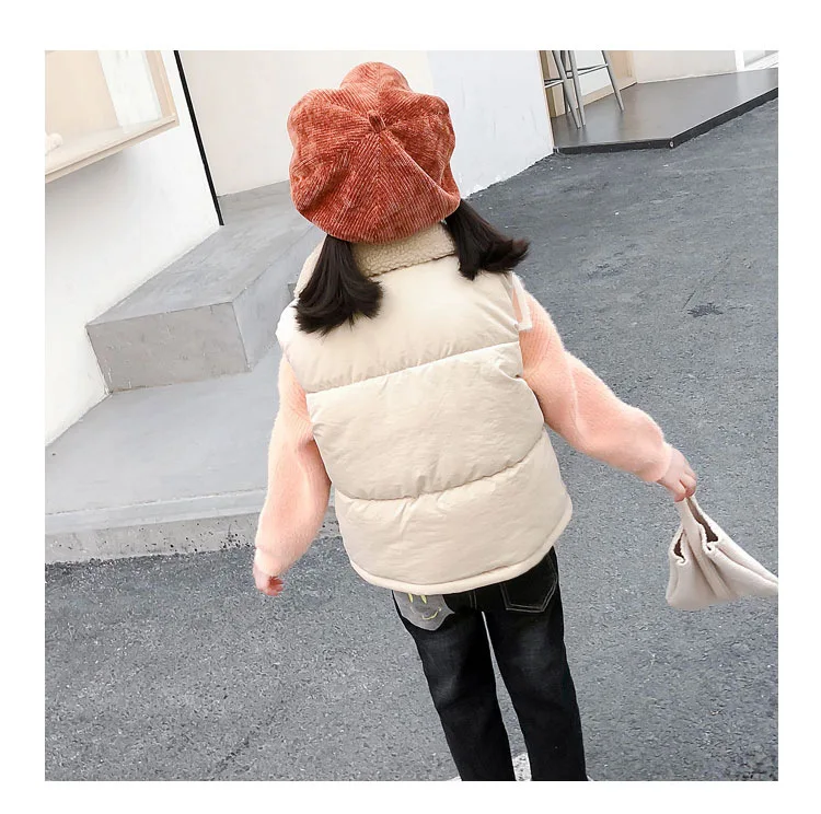 2026 Herbst Winter Kinder Plus Fleece Weste Baby Jungen Mädchen Lammwolle Gefütterte Druckknopf Warme Ärmellose Jacke Kinderkleidung – Detail 5