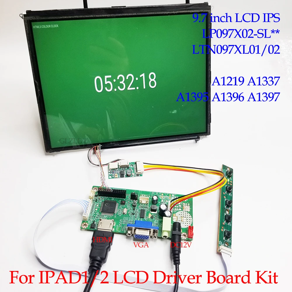 IPAD1 IPAD2 LP097X02 LCD Screen Controller Board 9.7 inch HDMI VGA Screen Driver Board Display LVDS 30Pin 1024*768 IPS monitor