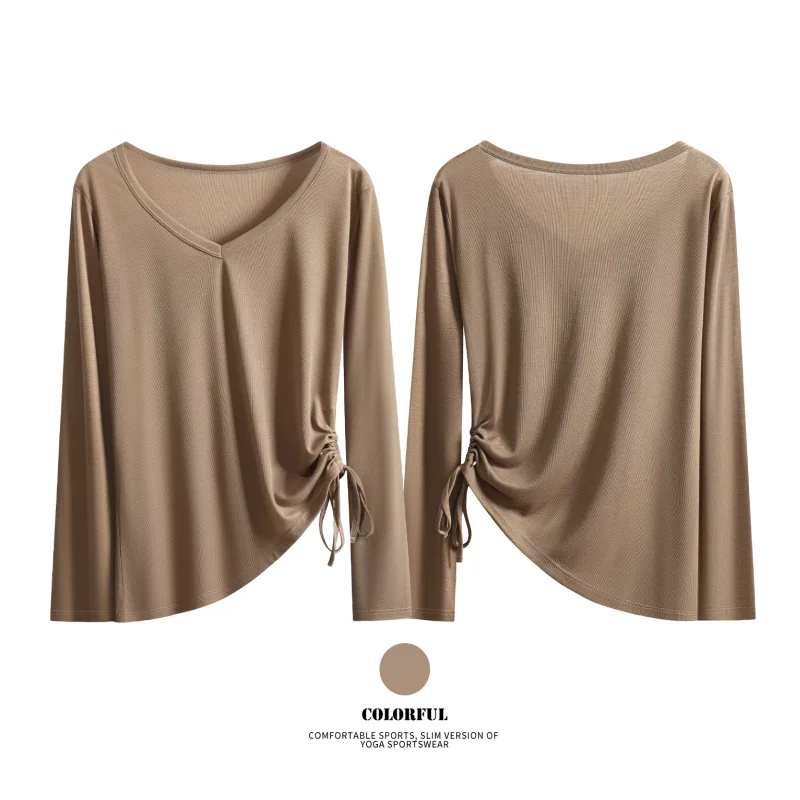 DRUR Ruched Side Yoga Tops for Women Lightweight Loose Workout Athletic Shirts With Long Sleeve Thin Sun Protection Cover-Up​
